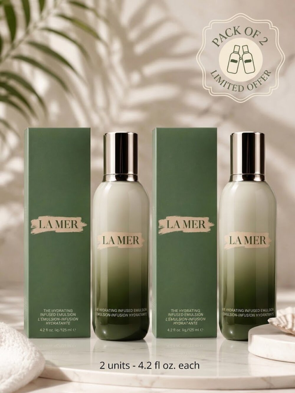 2 PACK La Mer The Hydrating Infusion Emulsion 125ml/4.2oz - NEW